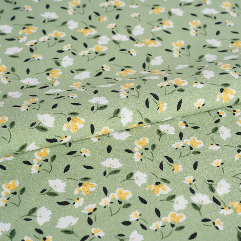 2026*75 False Twist Silk Flower Yao Crepe Stoff mit kleinem Blumendruck