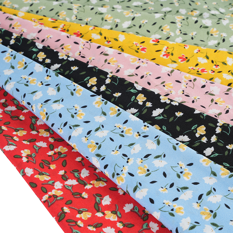 2026*75 False Twist Silk Flower Yao Crepe Stoff mit kleinem Blumendruck