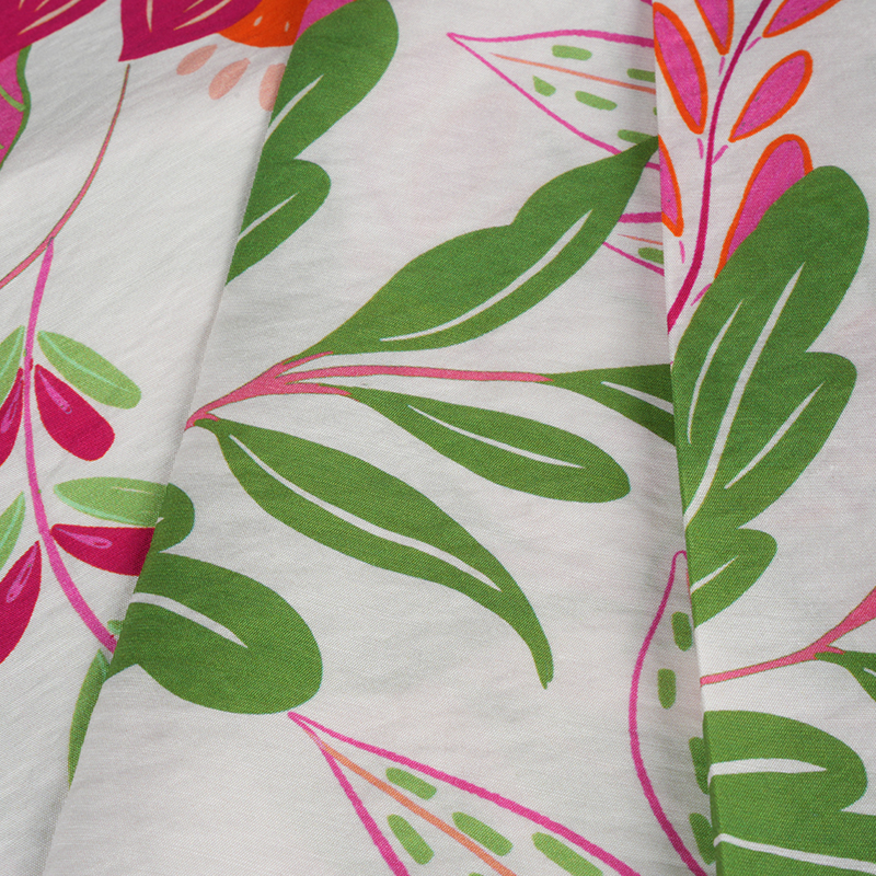 Rn-Stoff, seidenmatt, einfarbig, mit Paradiesvogel-Aufdruck