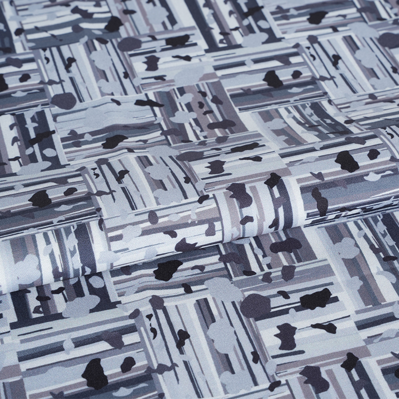 100D*40S Cooler Seidenbaumwollstoff mit abstraktem Positiv- und Negativblock-Digitaldruck